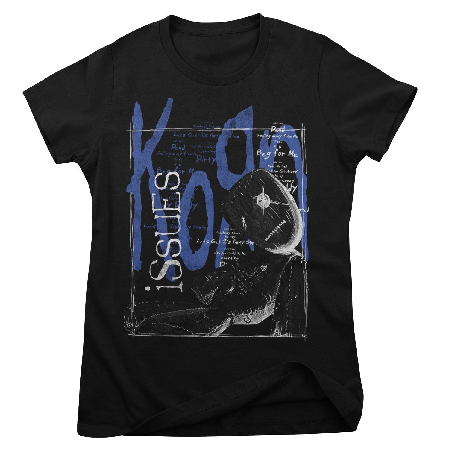 KORN Officially Licensed Issues Tracklist Women T-Shirt (Black), X-Large