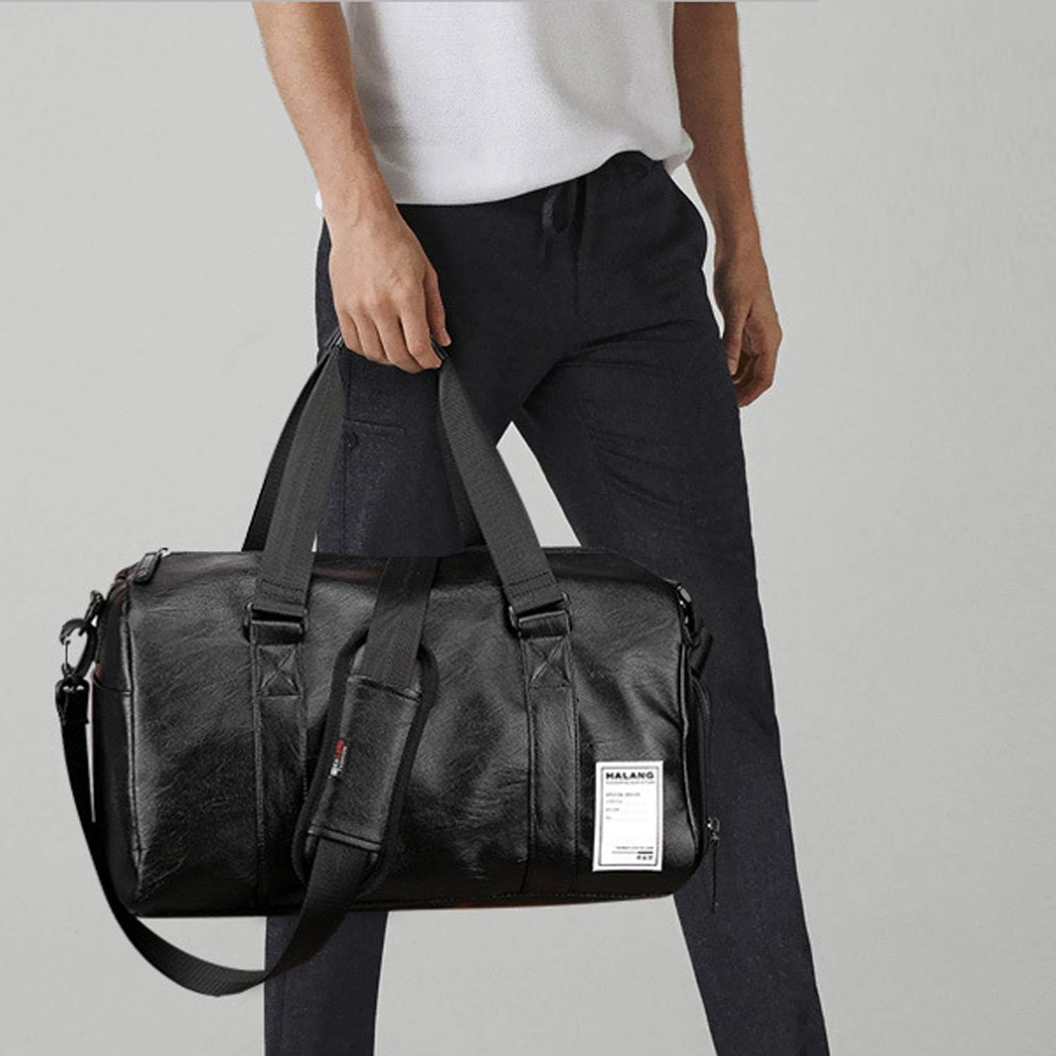 UBAYMAX Sac de Sport en Cuir Homme avec Compartiment Chaussures, 37L Noir Sac de Voyage pour Homme, Sac de Weekend avec Bandoulière Imperméable Sac de Piscine, Plage, Basketball, Football, Dance, Yoga