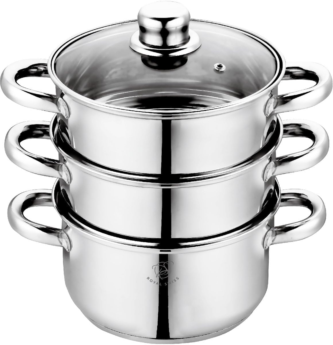 Royal Swiss Combiné Vapeur 3 Corps, couscoussier inox 28 cm, induction