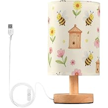 FRODOTGV Night Lamp with Led and USB Powered Button Switch Eye-Caring Warm for Bedroom, Dorm, Office Watercolor Bee Hive
