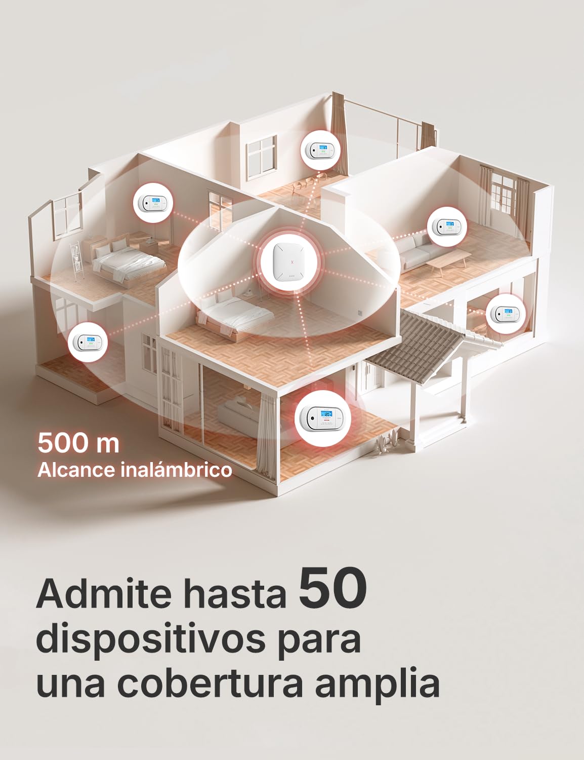 X-Sense El detector de monóxido de carbono funciona con la estación base SBS50, dispone de una pantalla LCD digital, una batería reemplazable, detector de CO con memoria de valor máximo, paquete de 1,