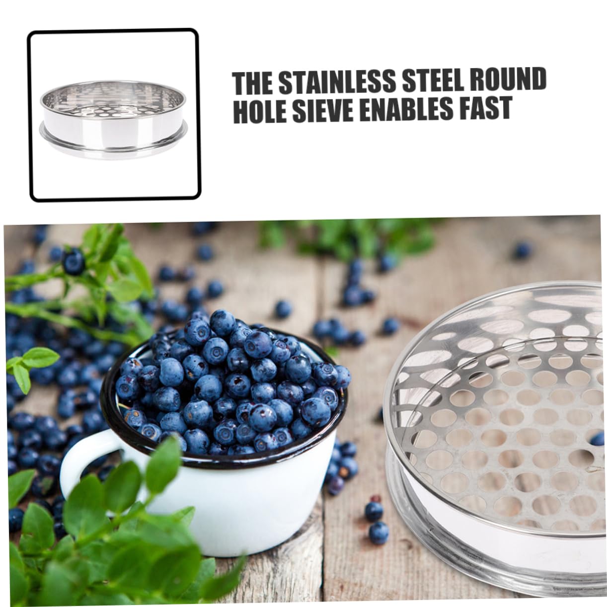 MAGICLULU 2 Stück Edelstahl Bodensieb Rund mit Feinem Loch zum Sortieren von Blaubeeren und Pilzen Leicht zu Reinigen Effizientes Küchensieb für Gartenarbeit und Lebensmittel