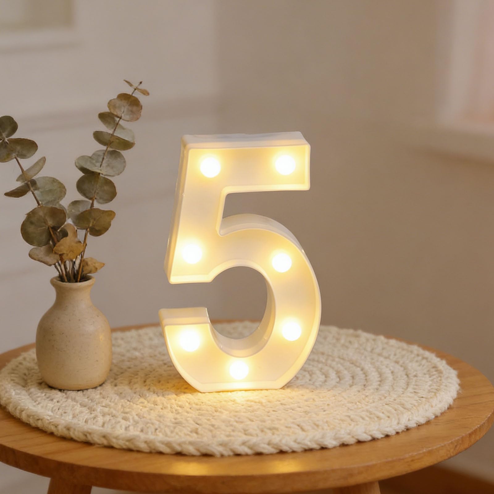 LED Marquee Sign Light Up Letters, Alphabet Light Up Letters Sign, Battery Powered LED Letter Lights for Night Light, Wedding, Birthday, Party, Christmas or Home Decor (Number 5 6.30"x8.86"x1.63")
