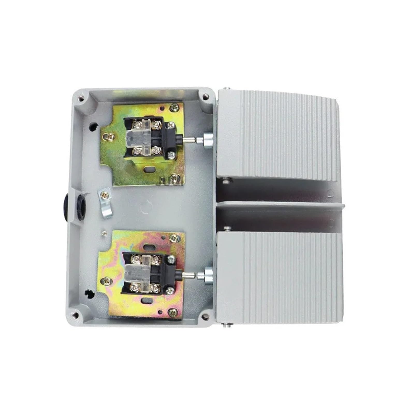 YDT1-16 interruptor de pedal doble gris con carcasa aluminio 380V 6A