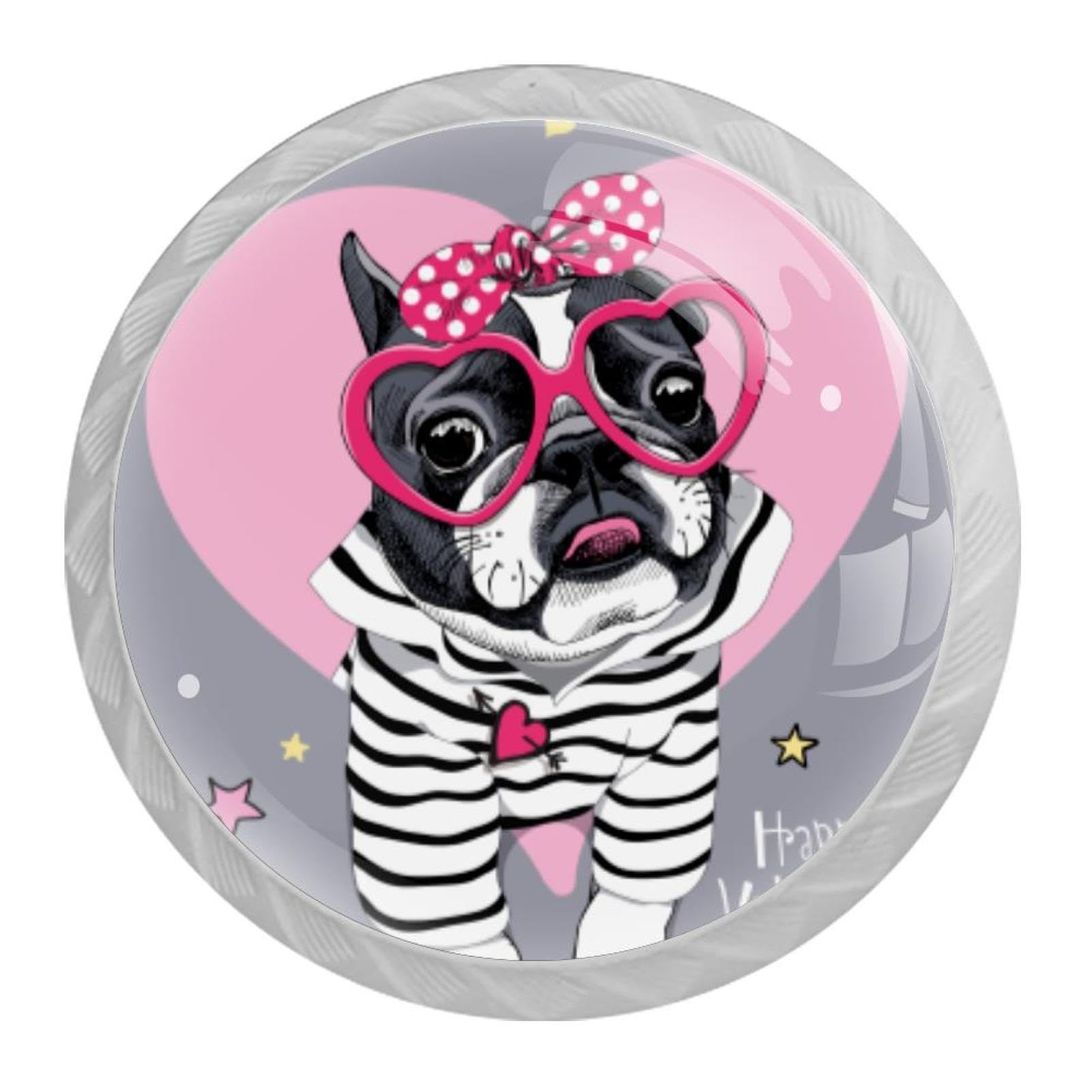 Tqmspg Multi08 4 Pieces Drawer Pulls French Bulldog Door Knobs Dresser Handles For Kitchen Wardrobe Cupboard Hardware Furniture