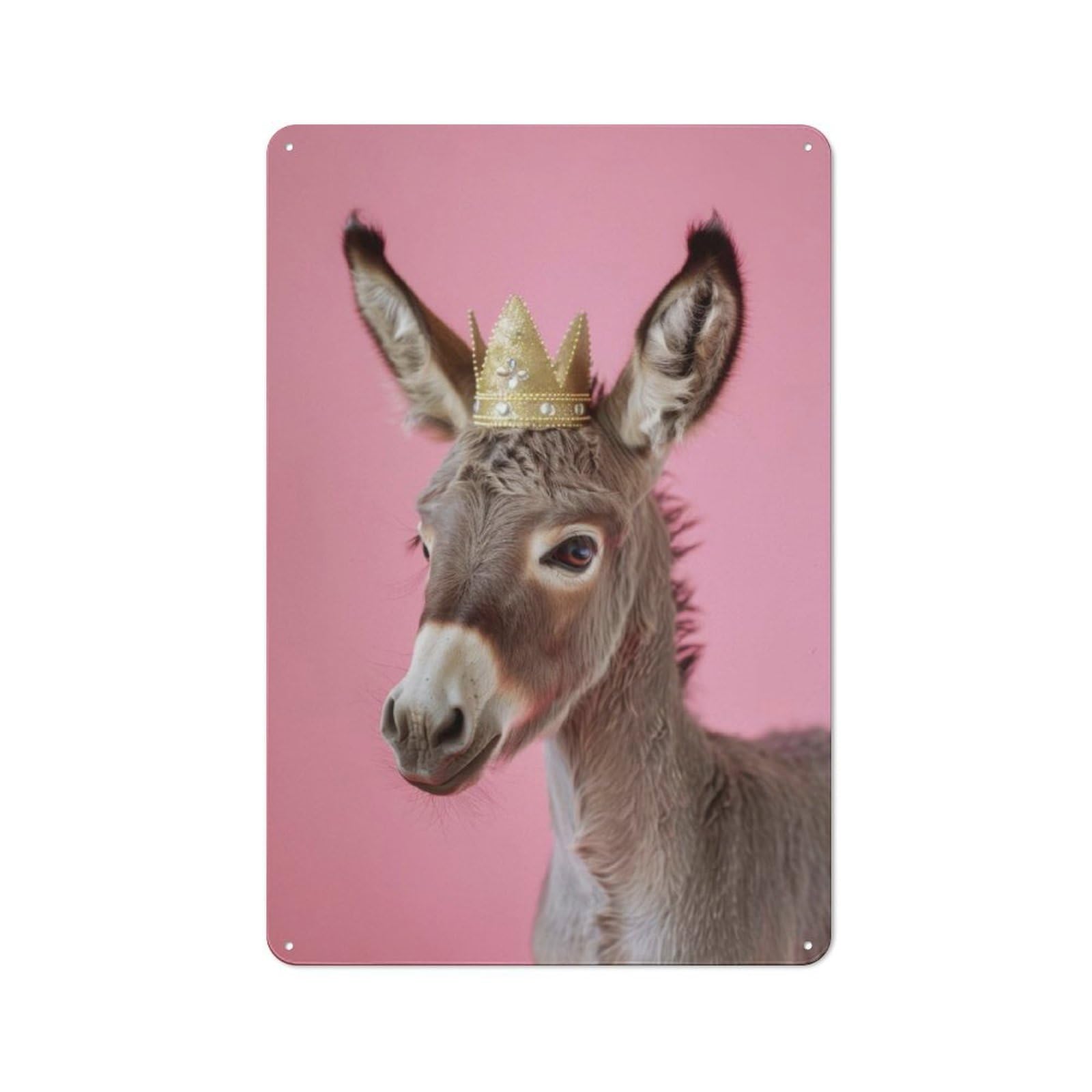Junmoney Donkey Pastel Crown Clean Industrial Decorative Metal Plaque 30X20cm, Loft Wall Plaque For Modern Home, Workshop, Office Or Cafe