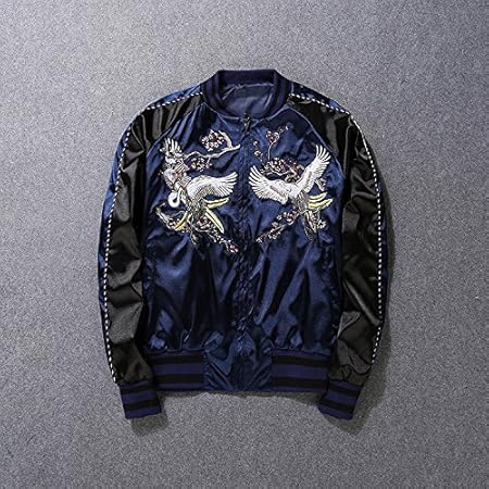 Amazon P M Co Ltd ピーエム 16秋冬タレント スカジャン 光沢のある生地 派手な刺繍 お洒落人たちの注目アイテム かわいいスカジャン ペアルック スカジャンパー アウター ジャンパー ブルゾン スタジャン ジャケット シンプルコーデ S ブラック クリスマス