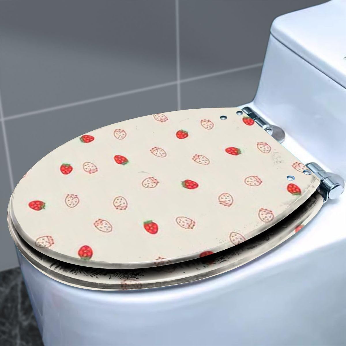 DERUINVAIO Colored Toilet Seat with Slow Close, Strawberry