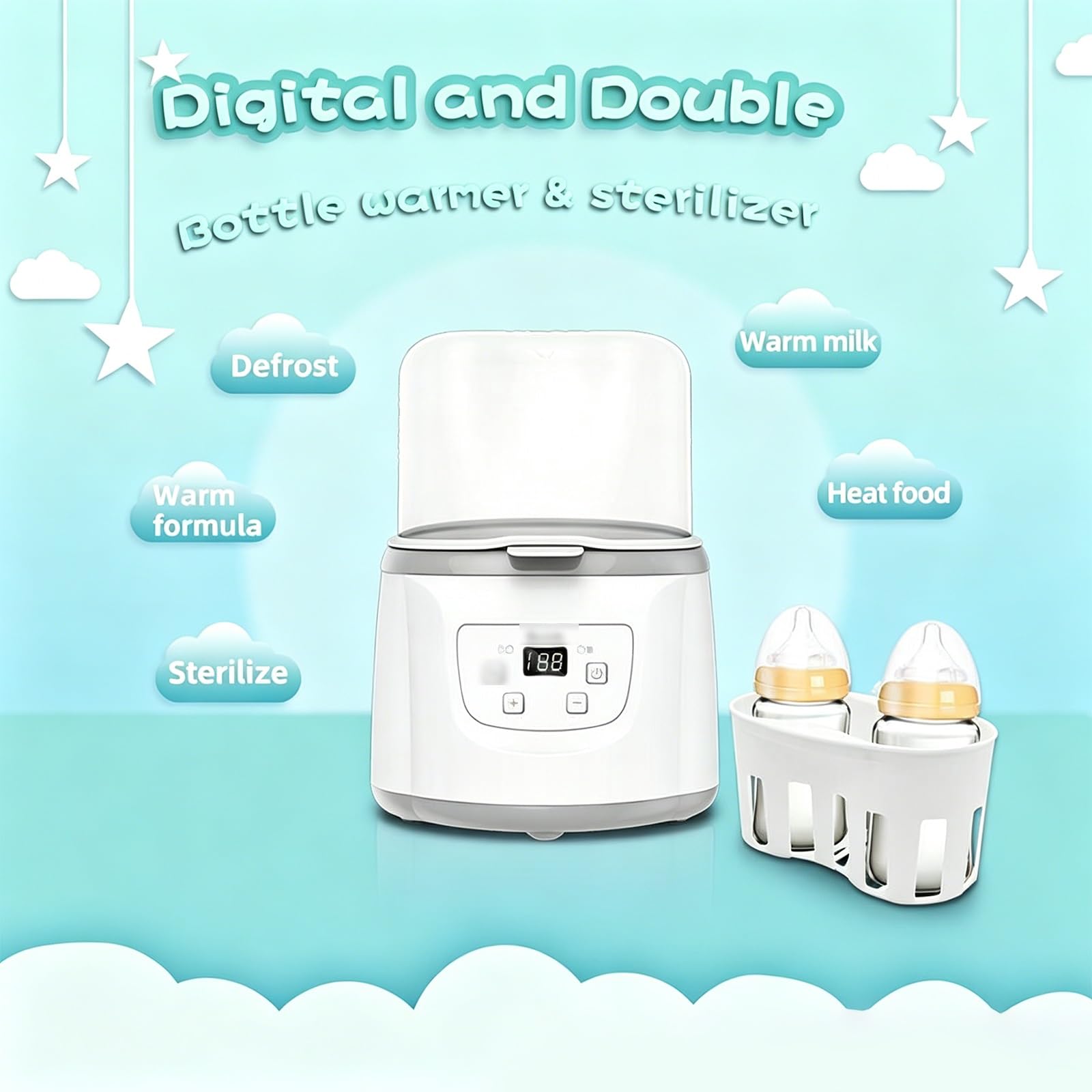 Scaldabiberon e Sterilizzatore Elettrico Digitale, Scaldalatte 4 In 1 con Controllo della Temperatura Regolabile, Dispositivo di Scongelamento Alimenti for L'alimentazione Infantile