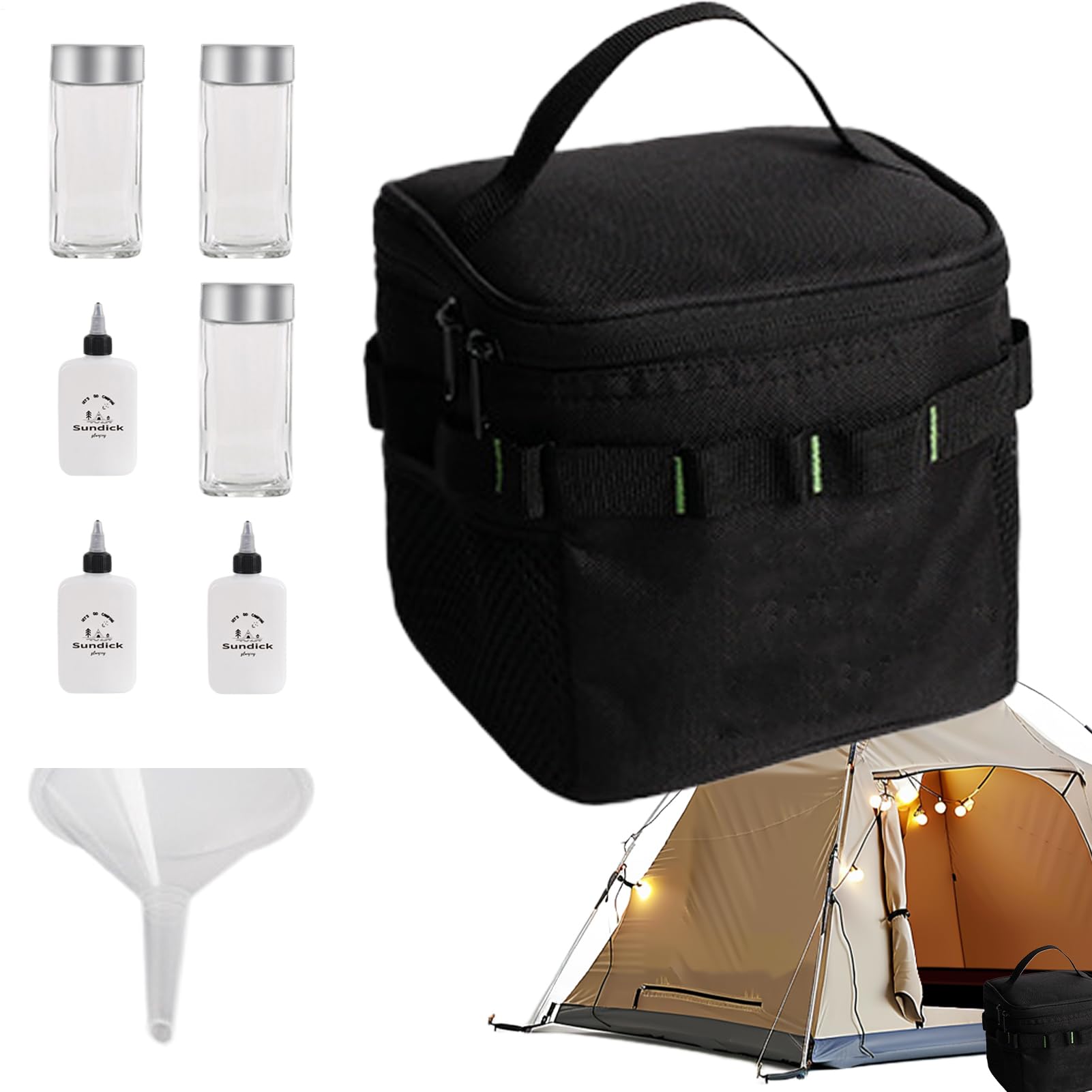 – Camping Seasoning Kit - Portable 6 Bottles Set with Storage Bag - Camping Seasoning Organizer | for Family Outdoor BBQ Picnic Home Backpacking Hiking Grilling Cooking