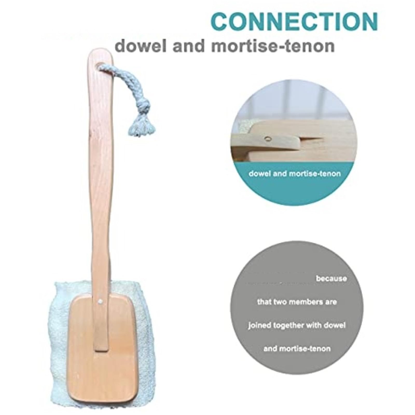 Paquete de 2 cepillos baño exfoliantes naturales lufa Luffa Loofa en un palo, con mango largo madera la parte posterior for hombres y mujeres Sh Para Espalda