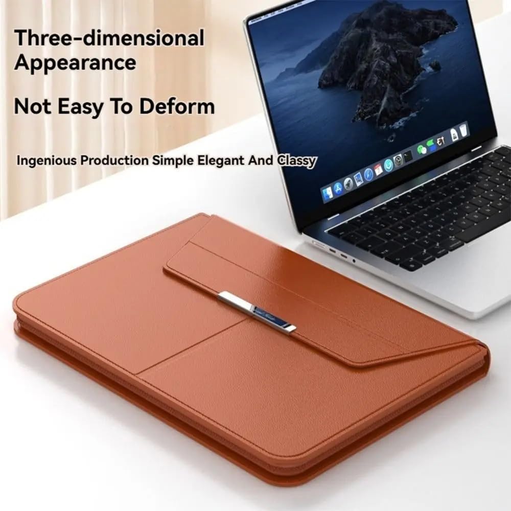 Custodia for laptop in pelle PU da 13-14/15-16 "con chiusura automatica custodia da trasporto multifunzione con supporto adatto for MacBook