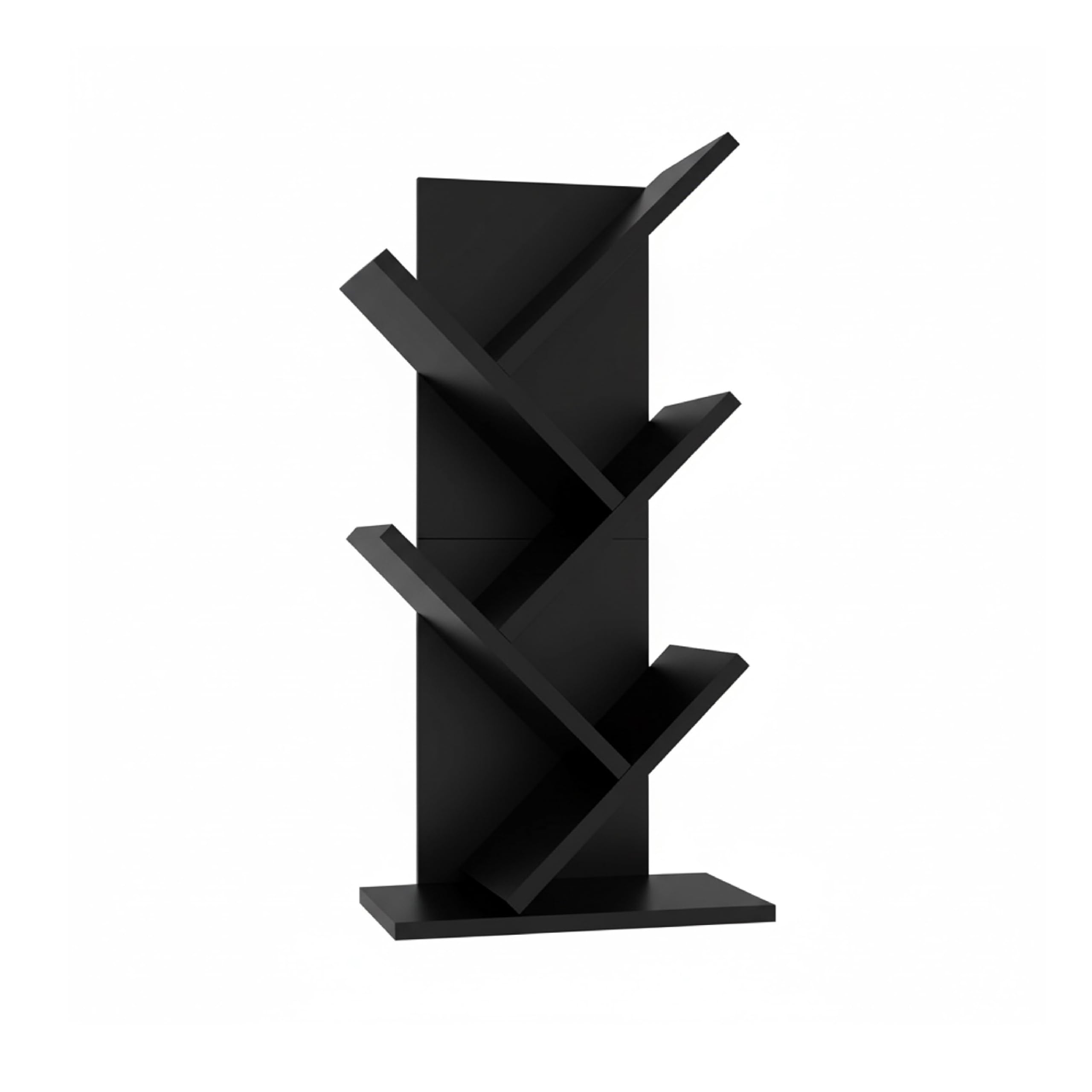 Baroni Home Libreria ad Albero Salvaspazio a 4 Ripiani Scaffale Portalibri Verticale da Terra per Soggiorno, Studio e Cameretta, 18x30x 60cm Nera