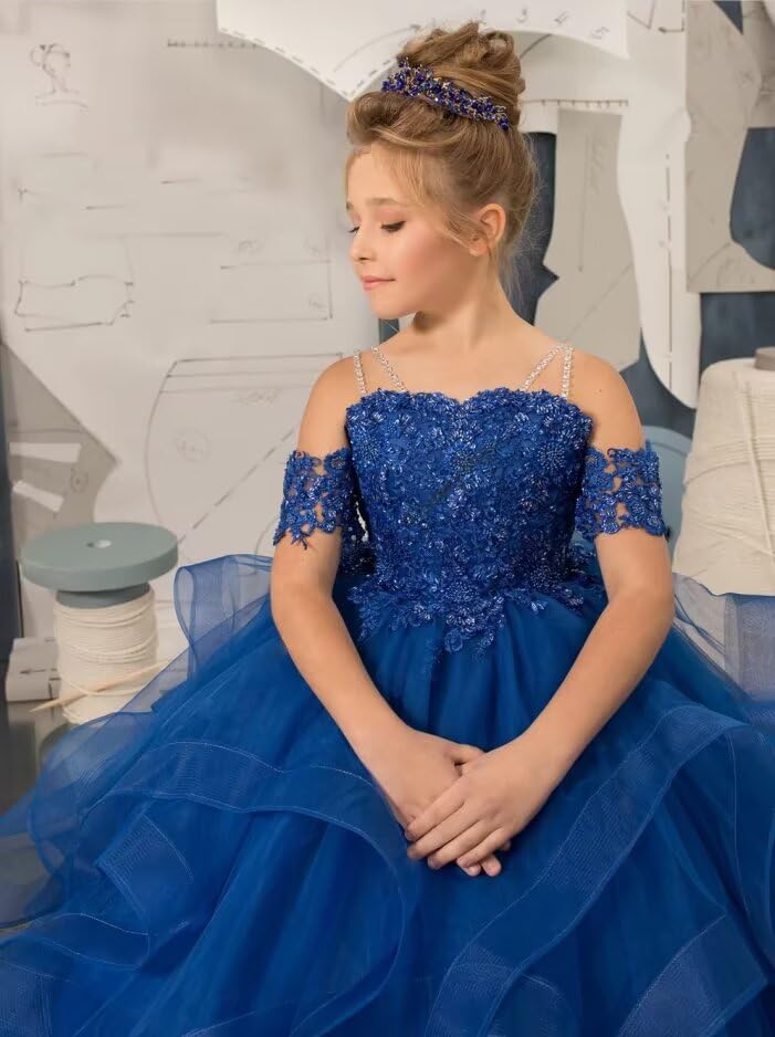 Flower Girl Dresses for Wedding Beaded Applique Princess Pageant Dress Tulle Long Party Ball Gown4