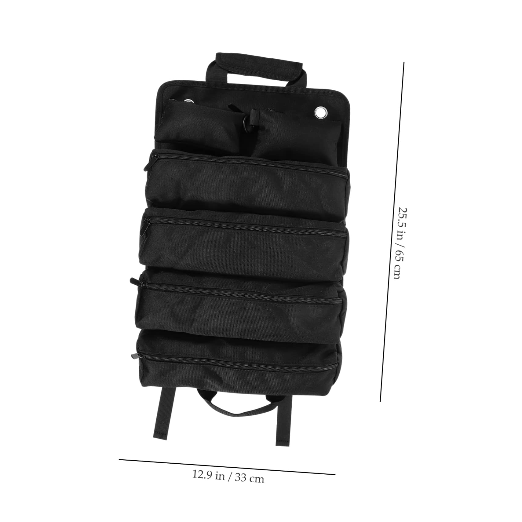 Paquet à Outils Enroulable en Toile Oxford Noire, Poignée, Accès Facile, Rangement Pratique pour Électricien, Menuisier et Atelier