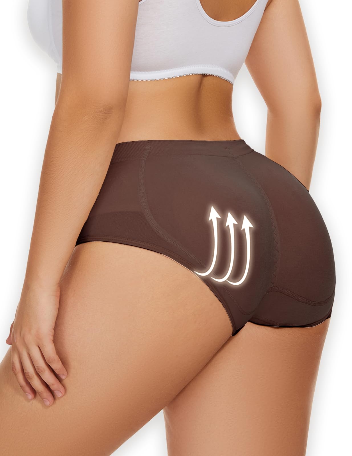 Zimi Collection Seamless Booty Pads Enhancer Shapewear Butt Lifter Panties for Women Padded Underwear Butt Lifting Panty Latte