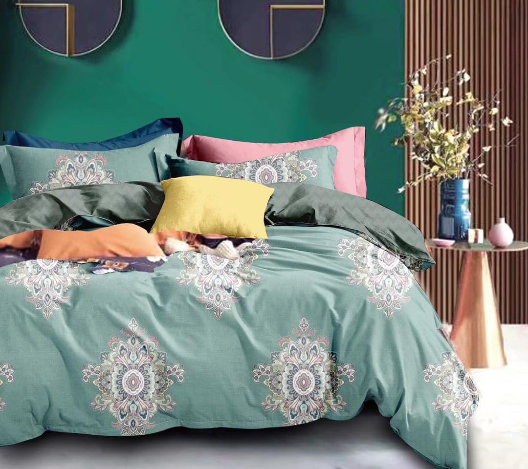 Golden Home 6-Pece King Size Cotton Duvet Cover Set, Microfibre Super Soft High Cotton All Seasons (AA01, King Size)