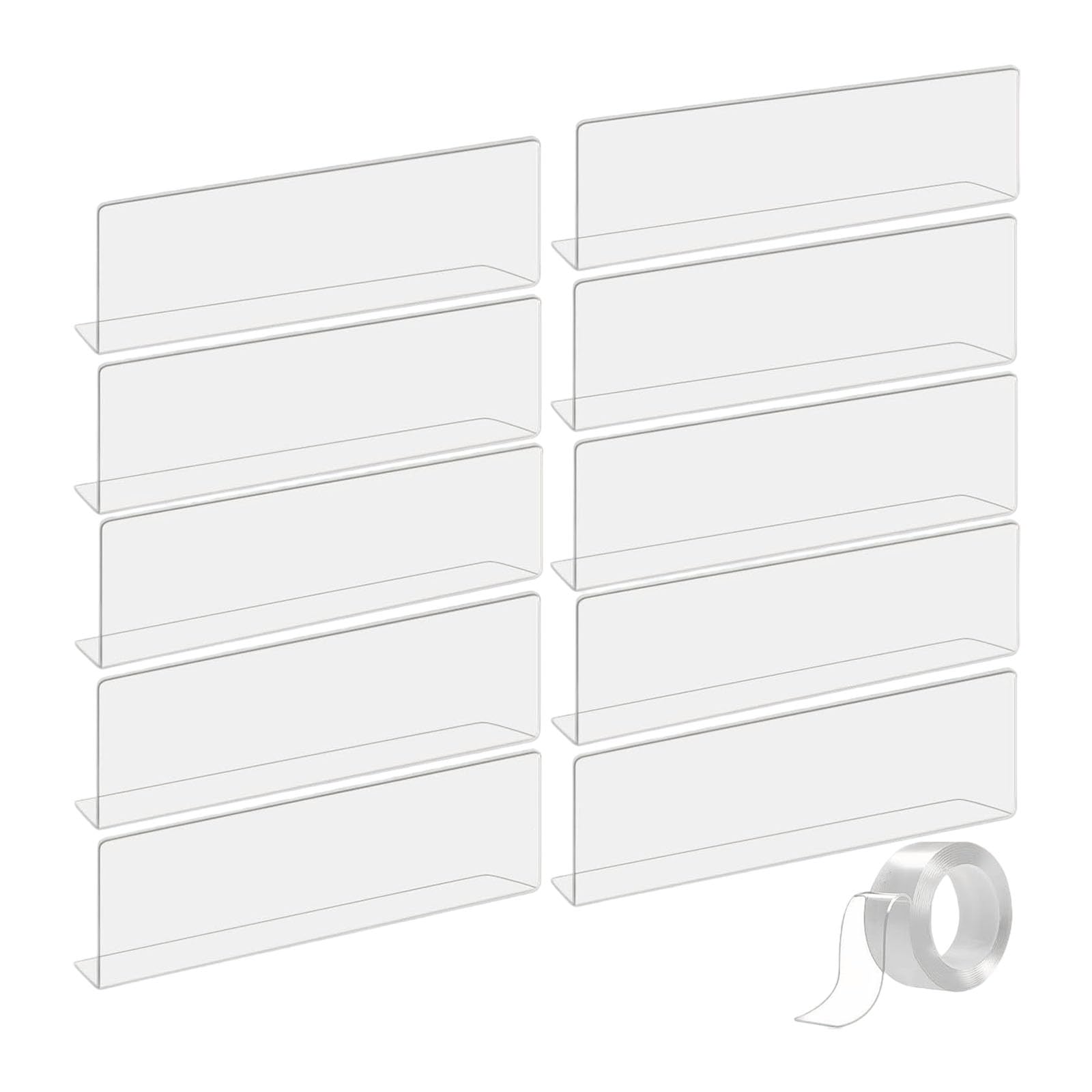 Hsyzygian 10Pcs Upgrades Clear Shelf Partitions Practical Clear Shelf Barriers for Easy Organization & Enhances Visible Easy Clean Dividers
