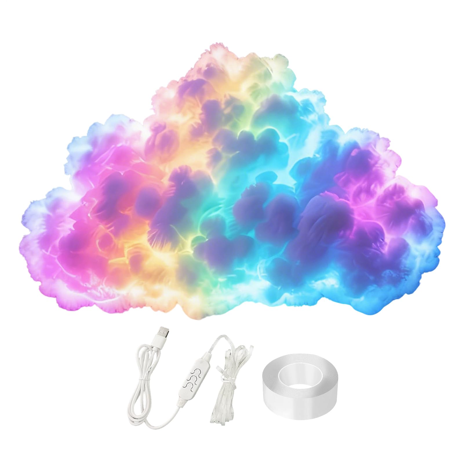 DIY USB-Powered Thundercloud LED Light Decor, LED Cloud Light with Music Rhythm, Multicolor Changing Strip Lights, Atmosphere Wall Ceiling Lights for Bedroom Gaming Room Party