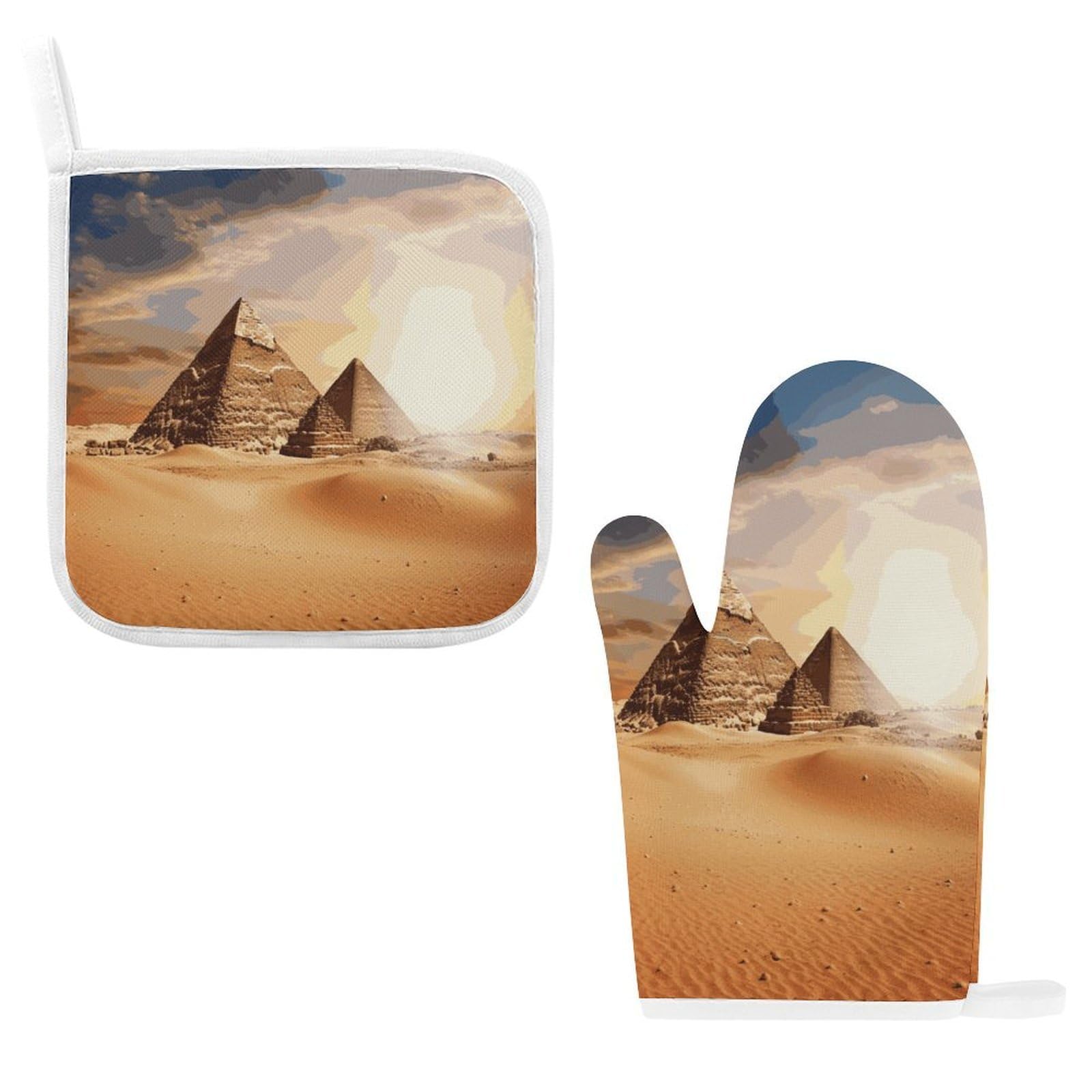 Fodpand Style Egyptian Pyramid In Desert Oven Mitts And Pot Holders Sets