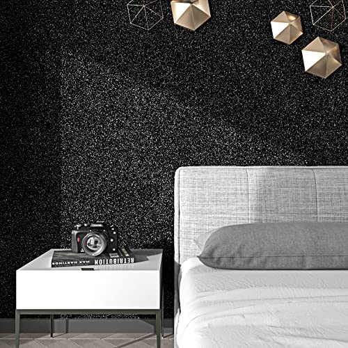 Funstick Black Glitter Wallpaper Peel And Stick Sparkle Glitter Decorative Wall Paper Black Glitter Contact Paper For Cabinets Self Adhesive Fabric Wallpaper For Room Walls Drawers Crafts 15.8"X78.8" #TOP1