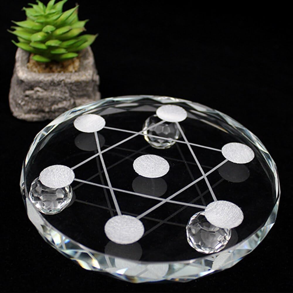 HXSCOO Seven Star Array 7 Star Plate Quartz Crystal Healing Ball Base Sphere Stand Home Decor Ornaments Gifts (Size : 15cm)
