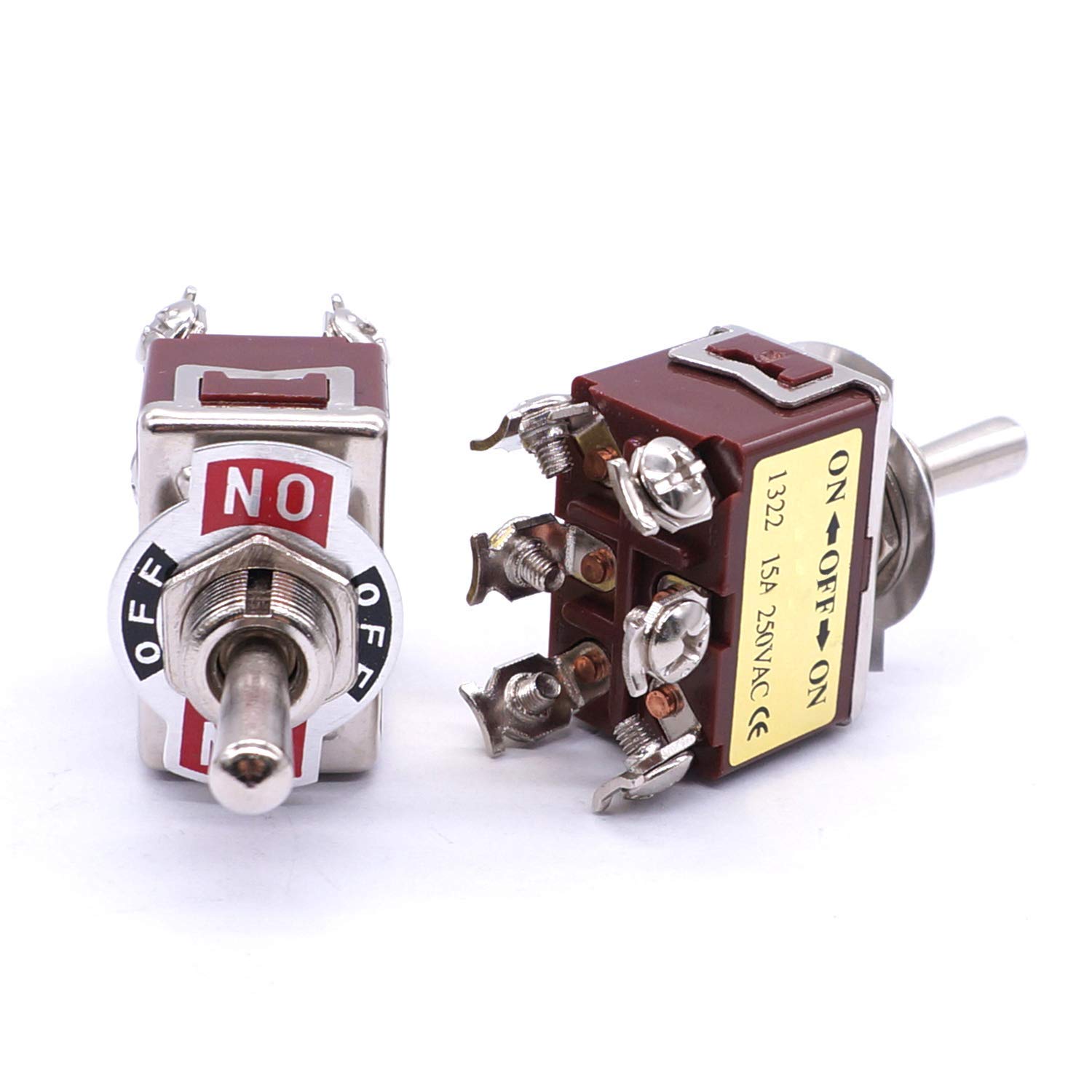 Kippschalter, 3 Stück, universell, robust, 20 A, 125 V, DPDT, 6 Anschlüsse, EIN/Aus/EIN, Wippe aus Metall + 3 Stück wasserdichte Abdeckung