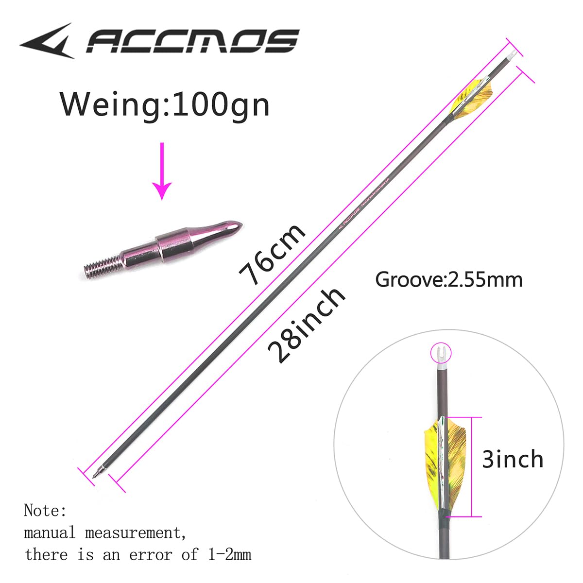12 Frecce In Carbonio ACCMOS Con Piume Mimetiche Giallo Scuro, Spine 300-700, Per Caccia E Tiro