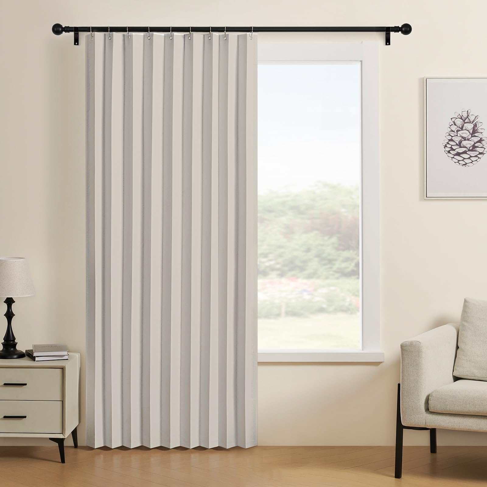 Custom Magnetic Curtains for Folding Doors, Room Dividers, Bedrooms, Bathrooms and Living Rooms.-Beige- W200xH220cm