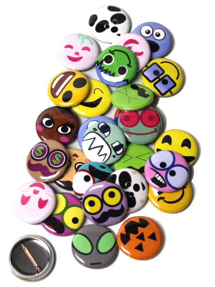 Assorted Smile Faces Pinback Button Badges – Fun, Expressive, Colorful Face Designs – Round Durable Metal Pins for Backpacks, Jackets, Lanyards, Events, Party, and Prizes – 1 Inch (100 Pack)
