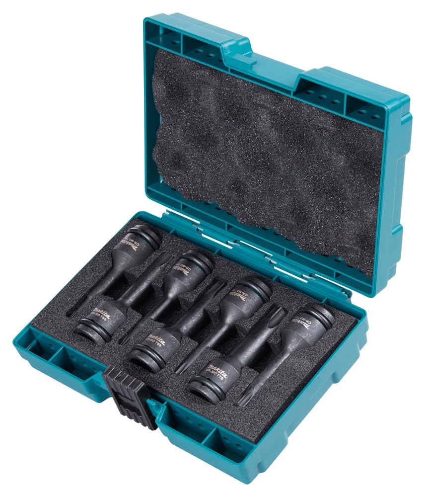 Makita Set di bussole per avvitatore a percussione, 7 pezzi, nero, con valigetta