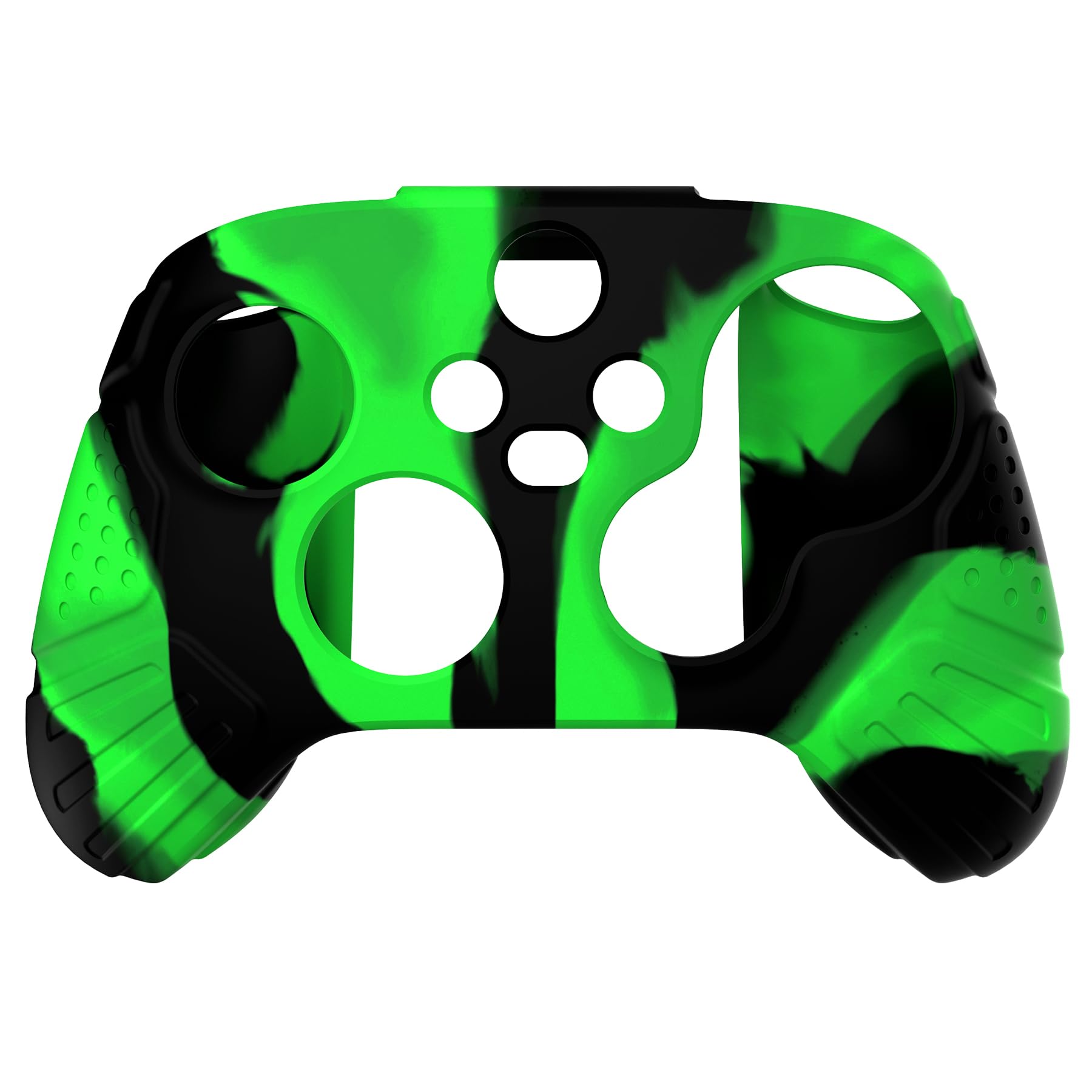 eXtremeRate PlayVital Funda de Silicona para Xbox Series X/S - Protector Antideslizante de Tacto Suave con 2 Tapas de Joystick, Material Duradero, Protección Completa - Edición Guardian (Verde Negro)