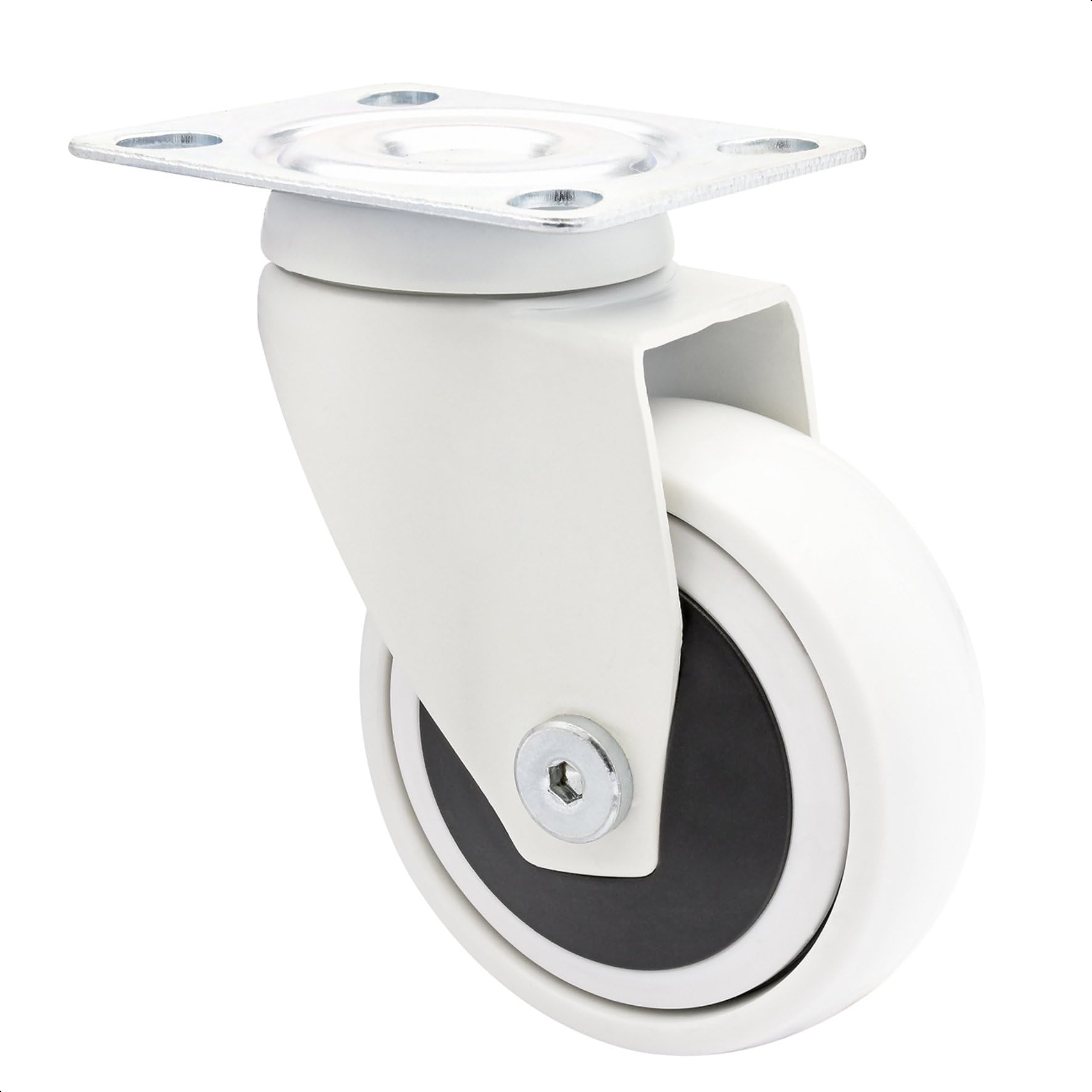 WAGNER design, 3C, swivel castor/furniture castor, white, soft tread, diameter diameter 75 mm, ball bearing