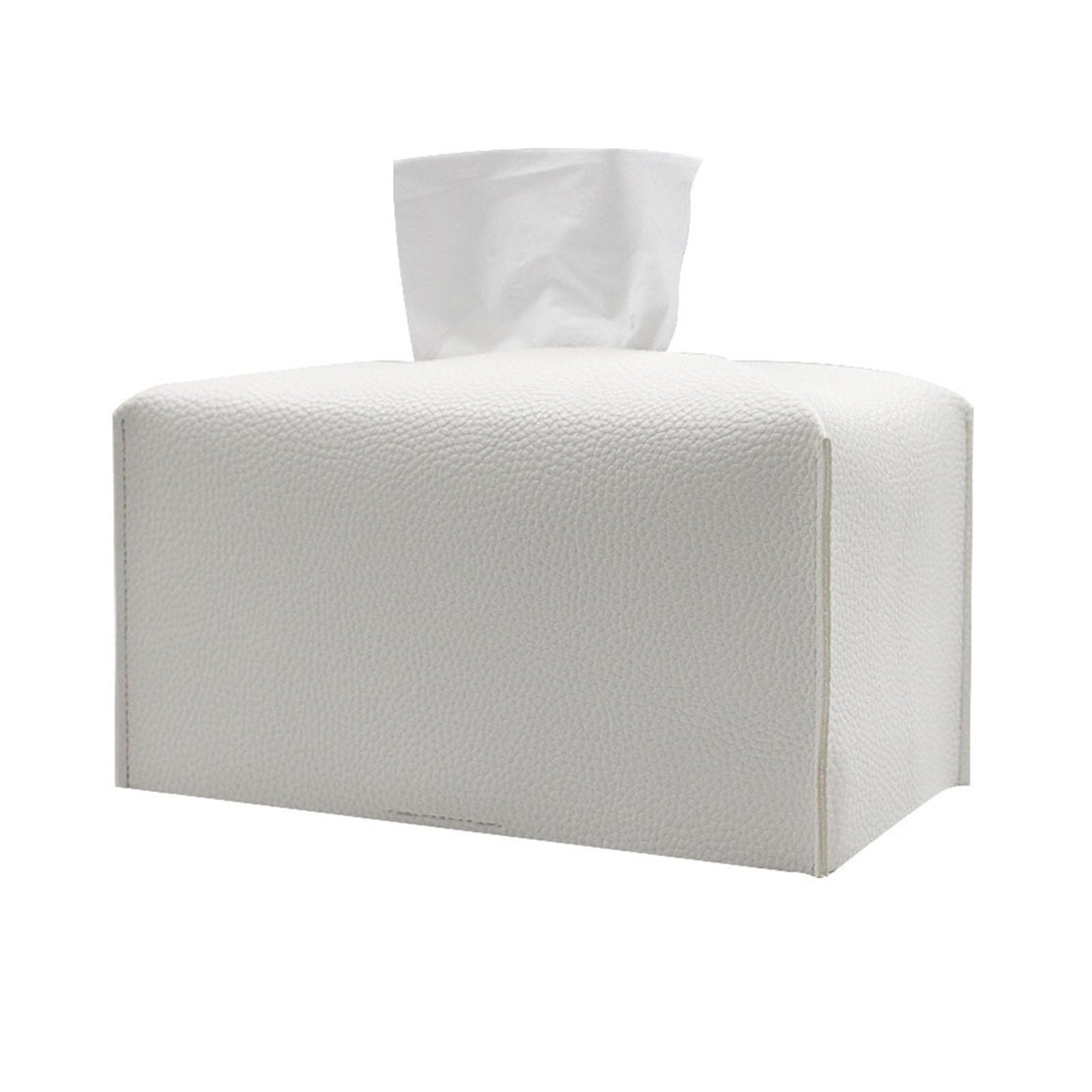 BBTISG PU Leather Square Tissue Box Holder, Modern Style, White