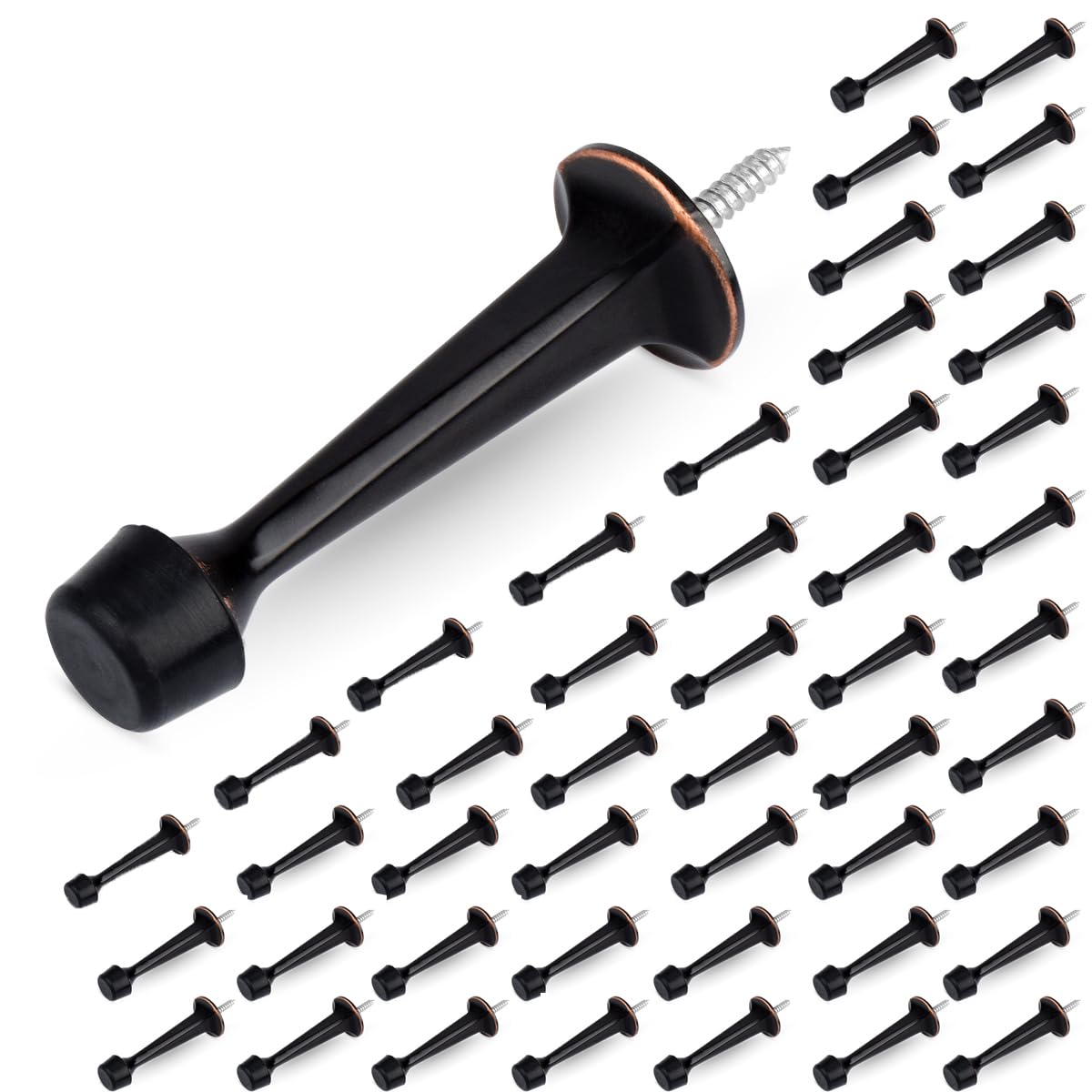 HOMOTEK 48 Pack Heavy Duty Solid Rigid Door Stop with Soft Rubber Tip, Zinc Die Cast Door Stopper Protect Wall & Door, Oil Rubbed Bronze โ image 1