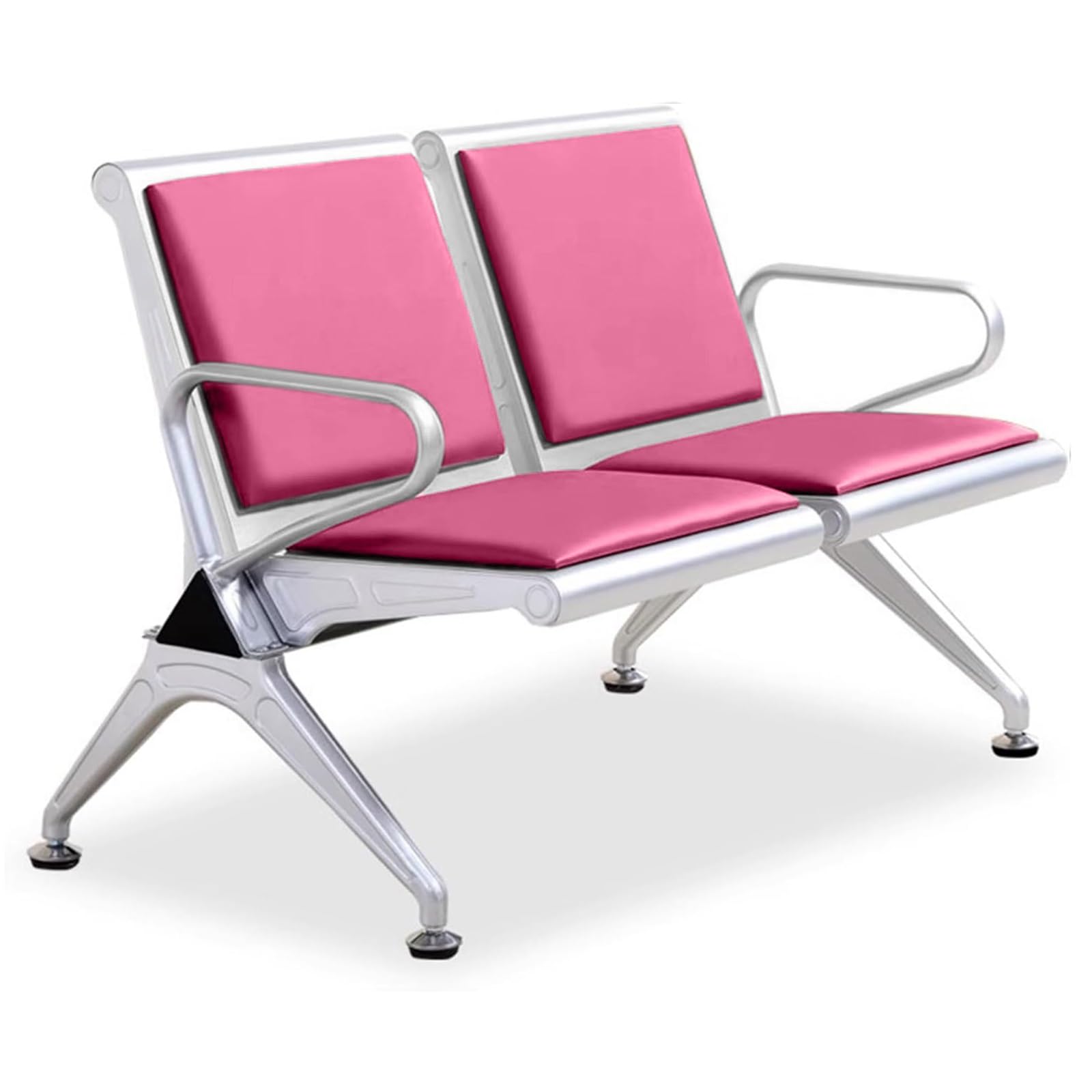 ASerZenith Polyurethane Waiting Room Chairs With Armrests - Durable Reception Bench For Banks, Hospitals, And Entryways,Pink