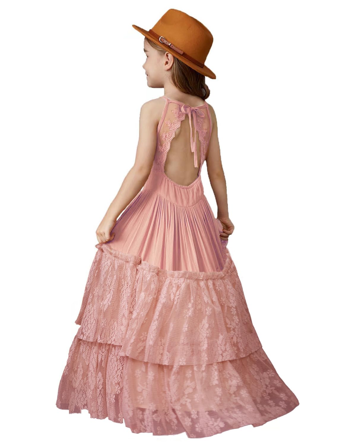 BIBIHOU Girls Kids Lace Back Full-Length Backless Tulle...