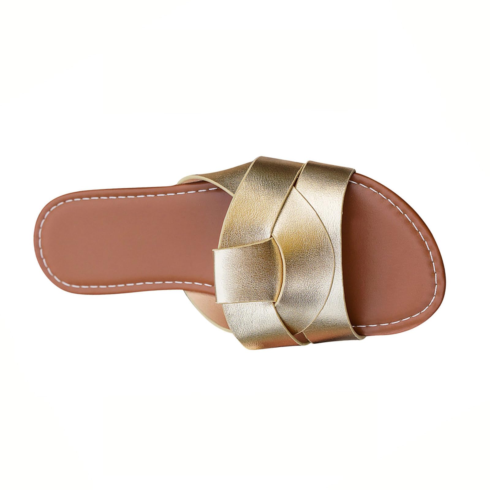 Women's Flat Slide Sandals Clearance - Ladies Slip On Criss Cross Strap Sliders Summer Casual Slides Strappy Low Heel Flats Beach Pool Shoes Non-Slip Low Heel Flip Flops Soft Cushion Shower Slider