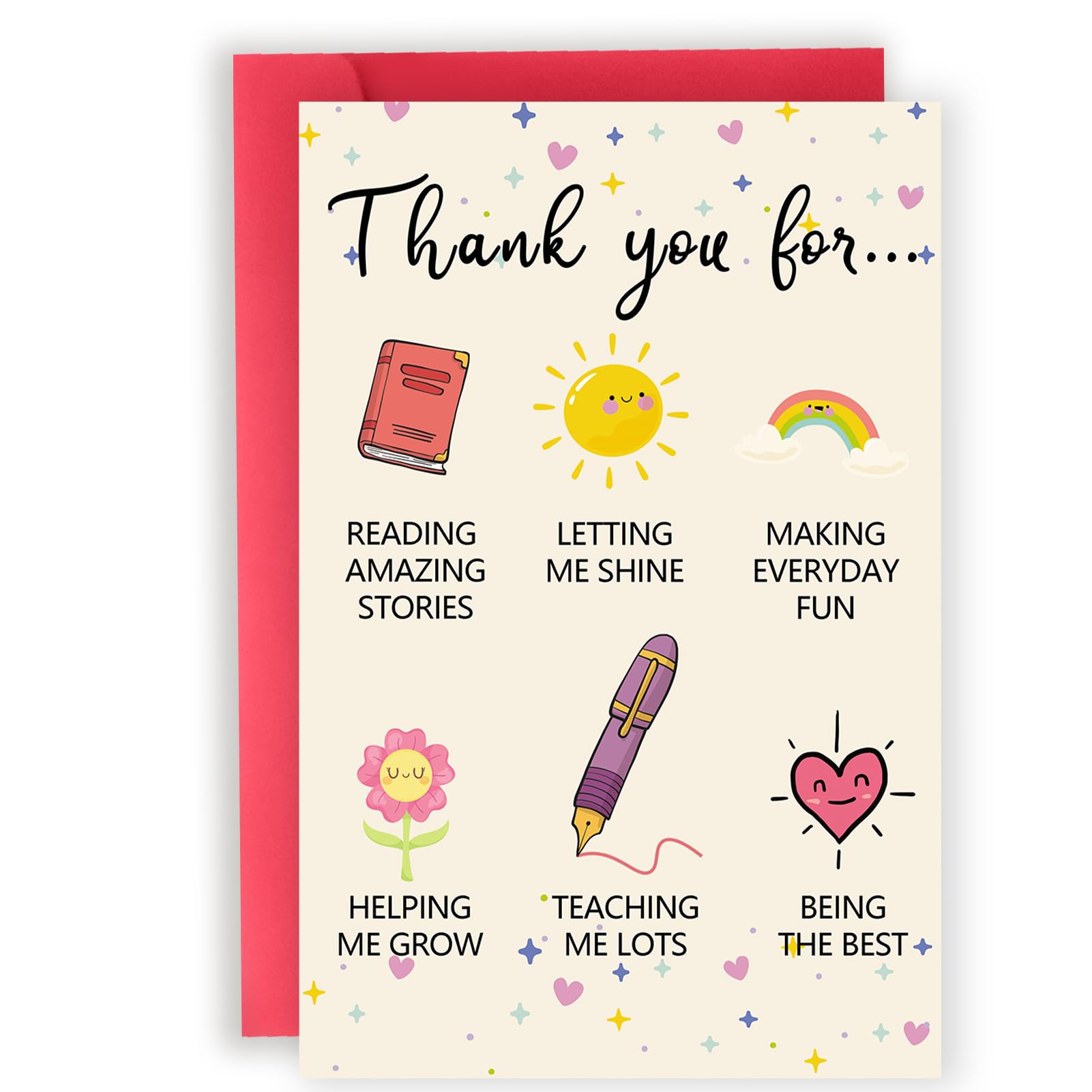 Cute Teacher Appreciation Gifts for Men Women, Funny Thank You Teacher Card, Thank You for Helping Me Grow