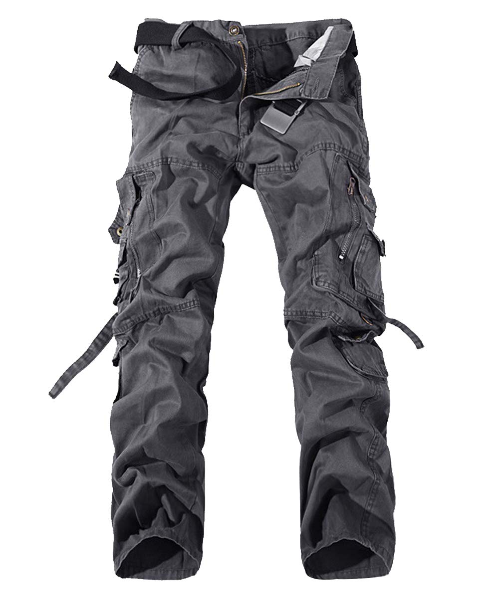 Hommes Pantalons 100% Coton Cargo Sport Multi-Poches Epais Outdoor Lâche