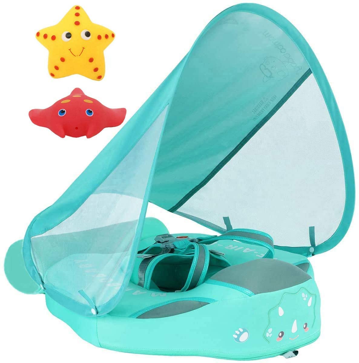 Mambobaby Float with Canopy Size Improved Non Inflatable Infant Baby Pool Float Smart Mambo Float Swim Trainer Baby Swim Float Mambo Baby Float Solid Air Free Water Waist Swimming Ring