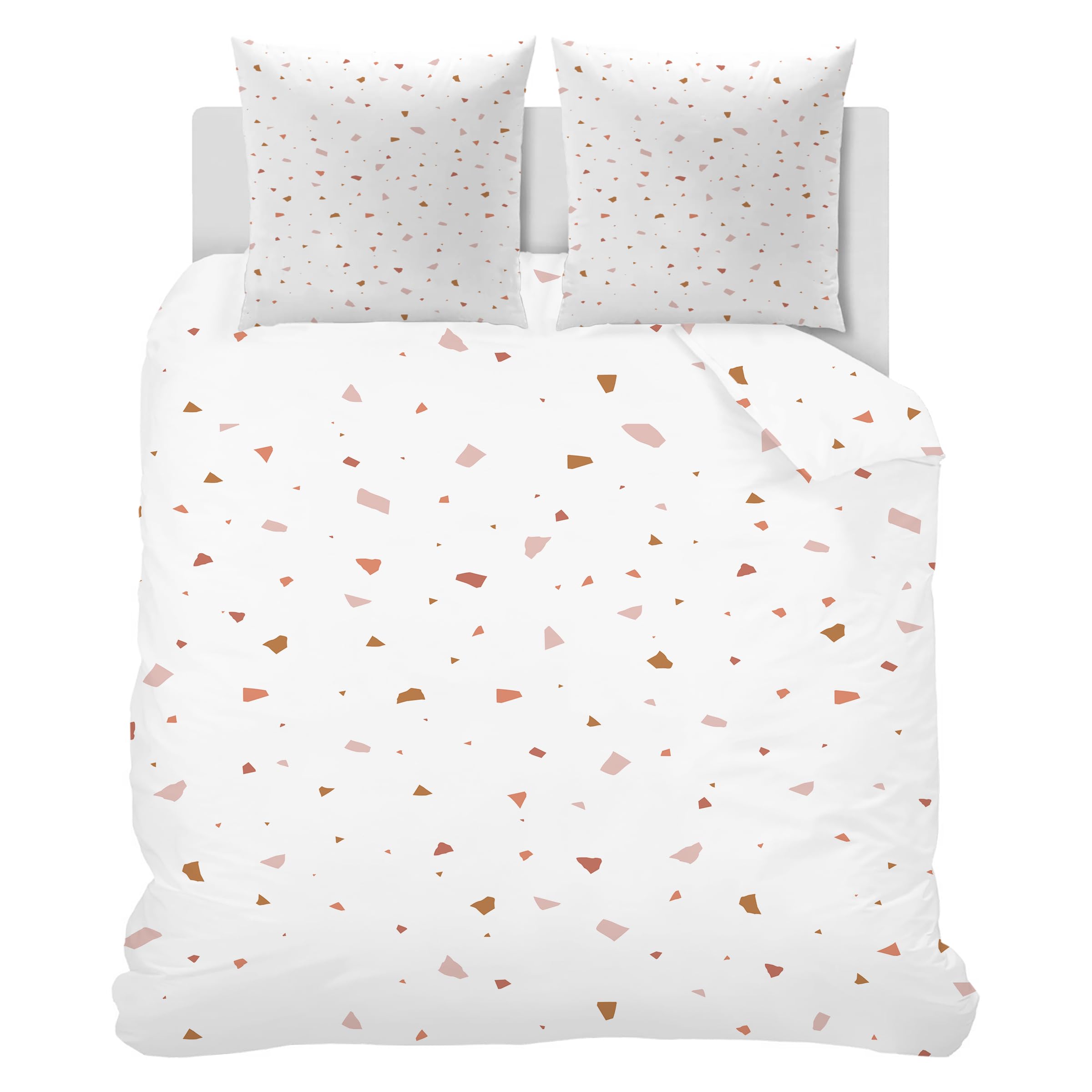 Housse de Couette 220x240 Terracotta Arc-en-Ciel Parure de Lit 2 Personnes | Microfibre Douce avec 2 Taies 65x65cm, Motif Géométrique Moderne, Fermeture Éclair, Literie Réversible pour Adulte Fille