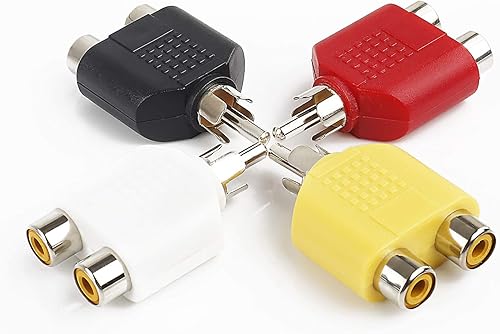 Miniatura 2 de CHUNGHOP Adaptador de conector RCA Y-Splitters 2 hembra a 1 macho para Audio Video AV TV