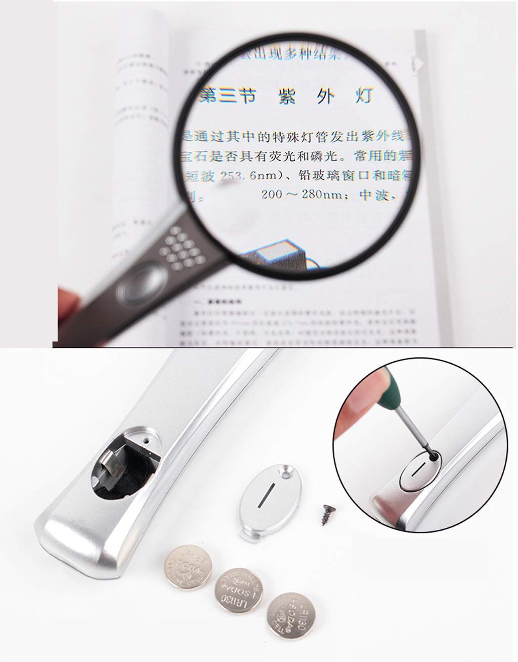 Lenti di ingrandimento Magnifyiglass Dual HD Lens 3X 6X Amplificazione con 2 Ledp Handheld Readimagnifier 90Mm
