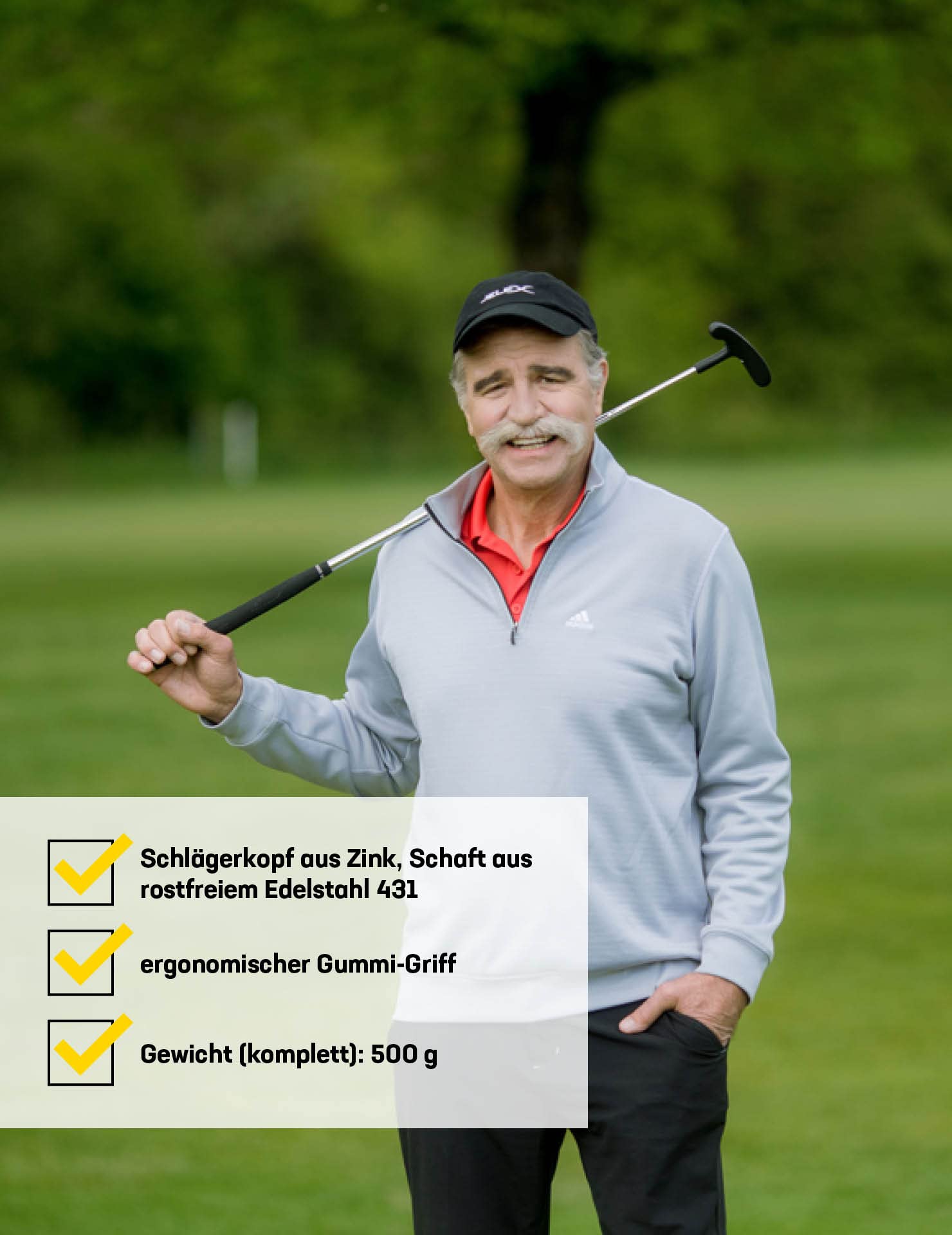 JELEX Golf Putter aus Zink und Edelstah-Schaft Rechtshand Golfschläger für Herren und Damen, 85 cm lang, Gewicht: 0,50 kg, für Anfänger und Profis, pflegeleicht und langlebig verarbeitet