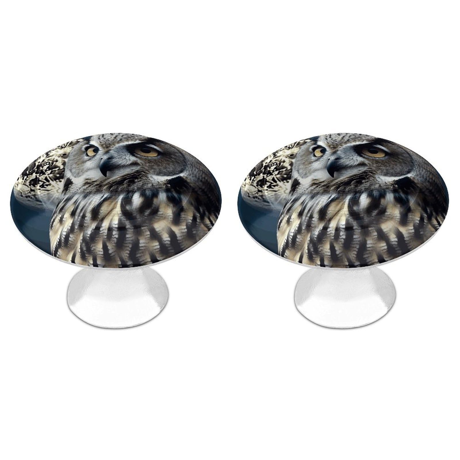 Fekiloot White Owl And Moon Cabinet Knobs For Kitchen Ornament, Round Zinc Decorative Drawer Pulls For Cabinets Trendy, Dresser Drawers Pulls Bathroom Dresser Knob With Screw