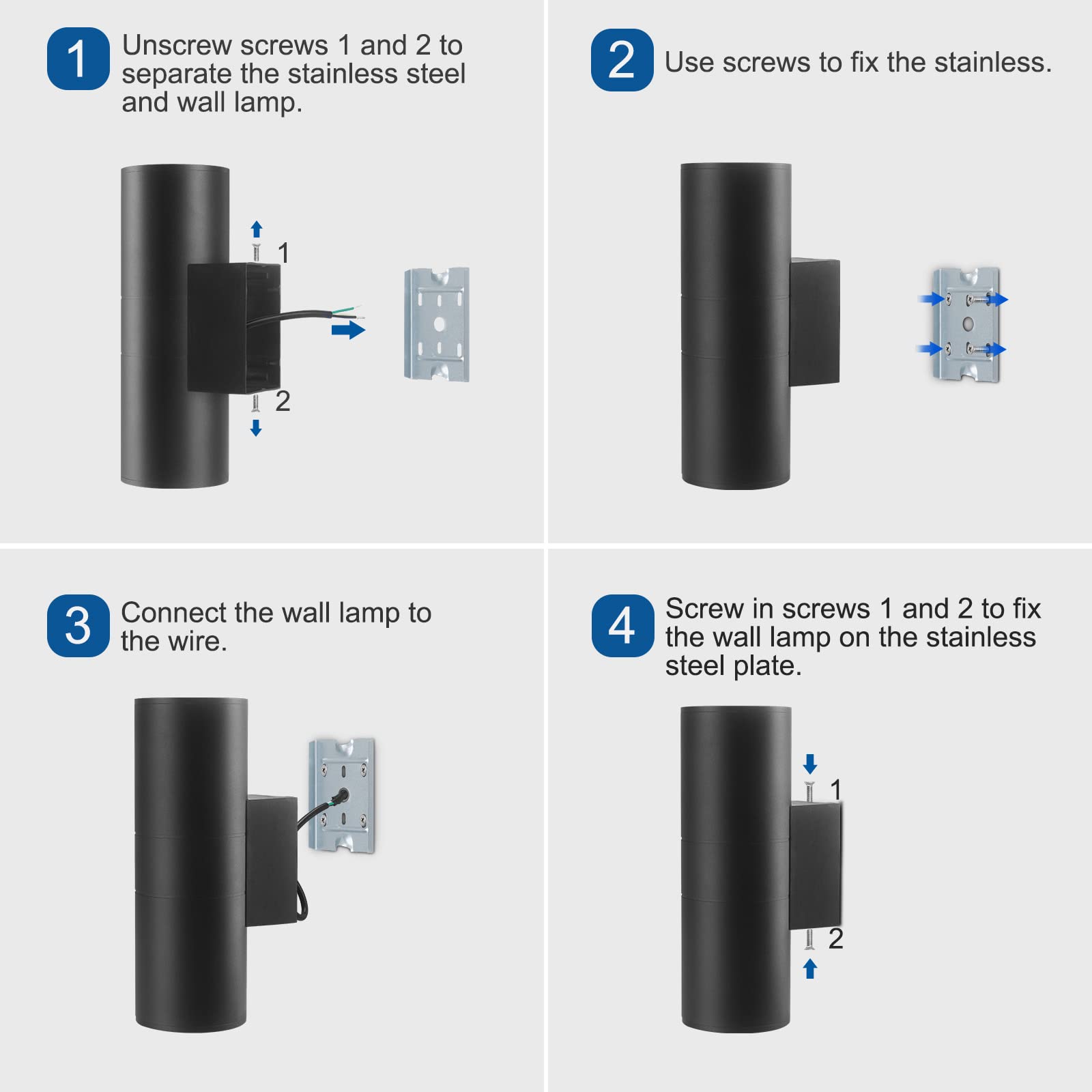 Yotivki 48W 4800LM RGBW Up and Down Lights Outdoor, 120V RGB+5000K Daylight Lights Color Changing Outside Wall Sconce with RF Remote Controller, IP65 Exterior Up Down LED Porch Lights