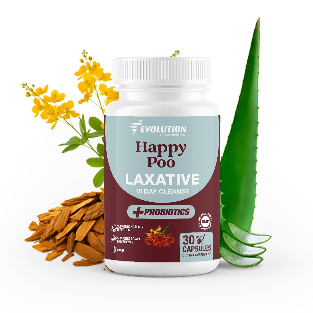 Evolution Advance Happy Colon Natural Digestion Capsules That Support Bowel Function, Colon Cleanse, Detox for Men and Women with Probiotics (30 Capsules)