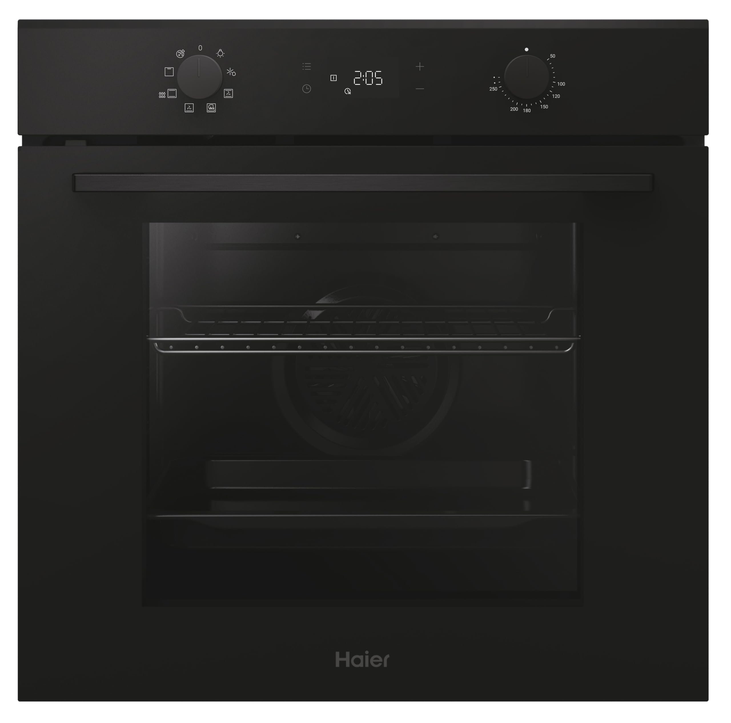 Haier Einbaubackofen ID Serie 2 H6 ID2P3T1HTB | Nische 60 cm, 78 Liter Volumen, 9 Funktionen, Umluft Beheizung mit Grill, Hydrolyse-Reinigung, Teleskopauszug