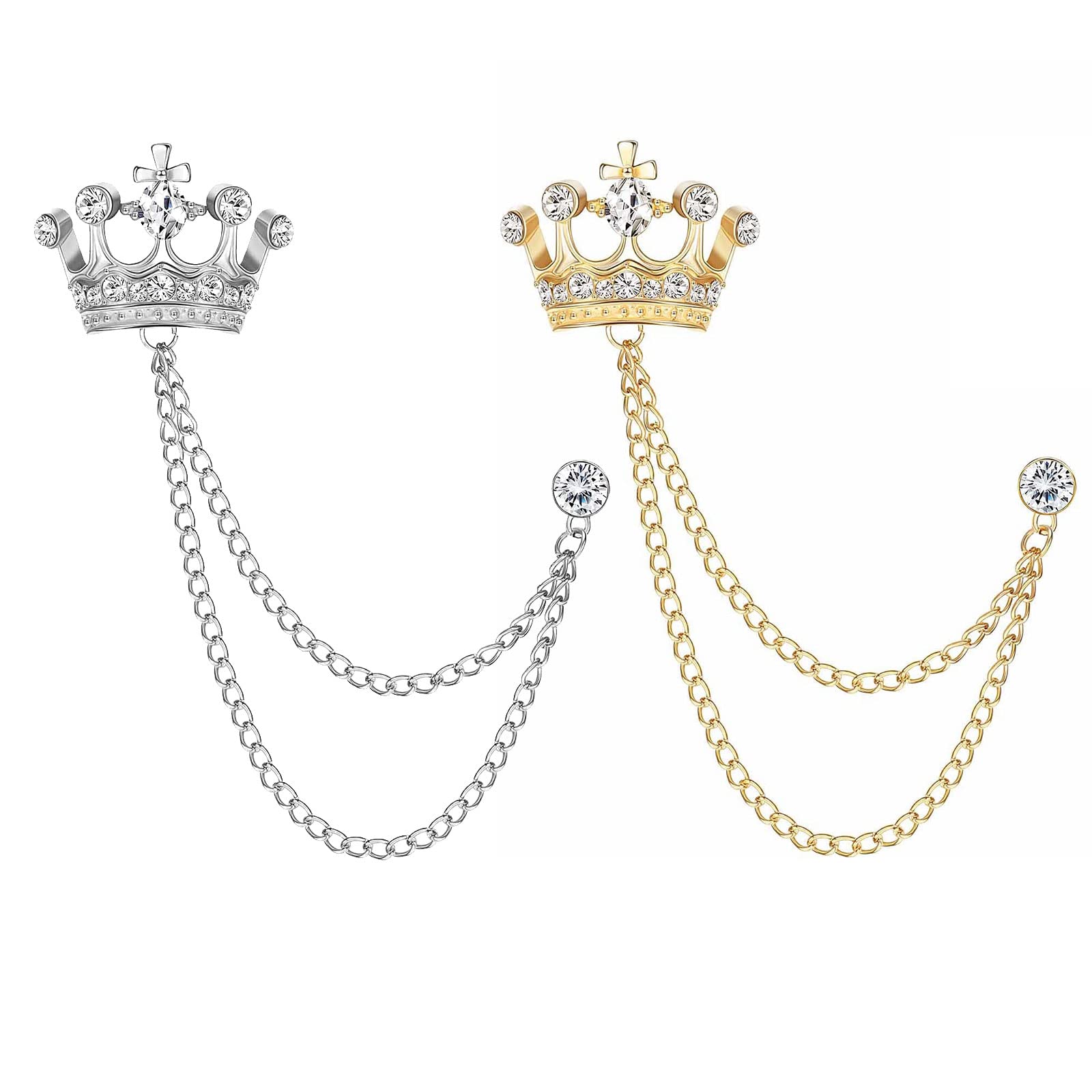 Collar Chain Pin for Men and Women - Hanging Tassel Brooch Lapel Pin for Business Suits - Bar Pin With Long Chain - Gifts